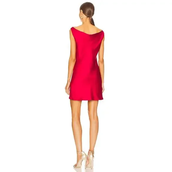 Norma Kamali Maria Mini Dress in Tiger Red